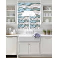 thumbnail image 3 of Teal Beige Ombre Swag Kitchen Curtains Sets for Windows 24 Inch Length, Modern Abstract Art Moire Short Window Curtain Panels Swags Valances and Tiers 3 Piece Set for Cafe/Dining Room, 3 of 5