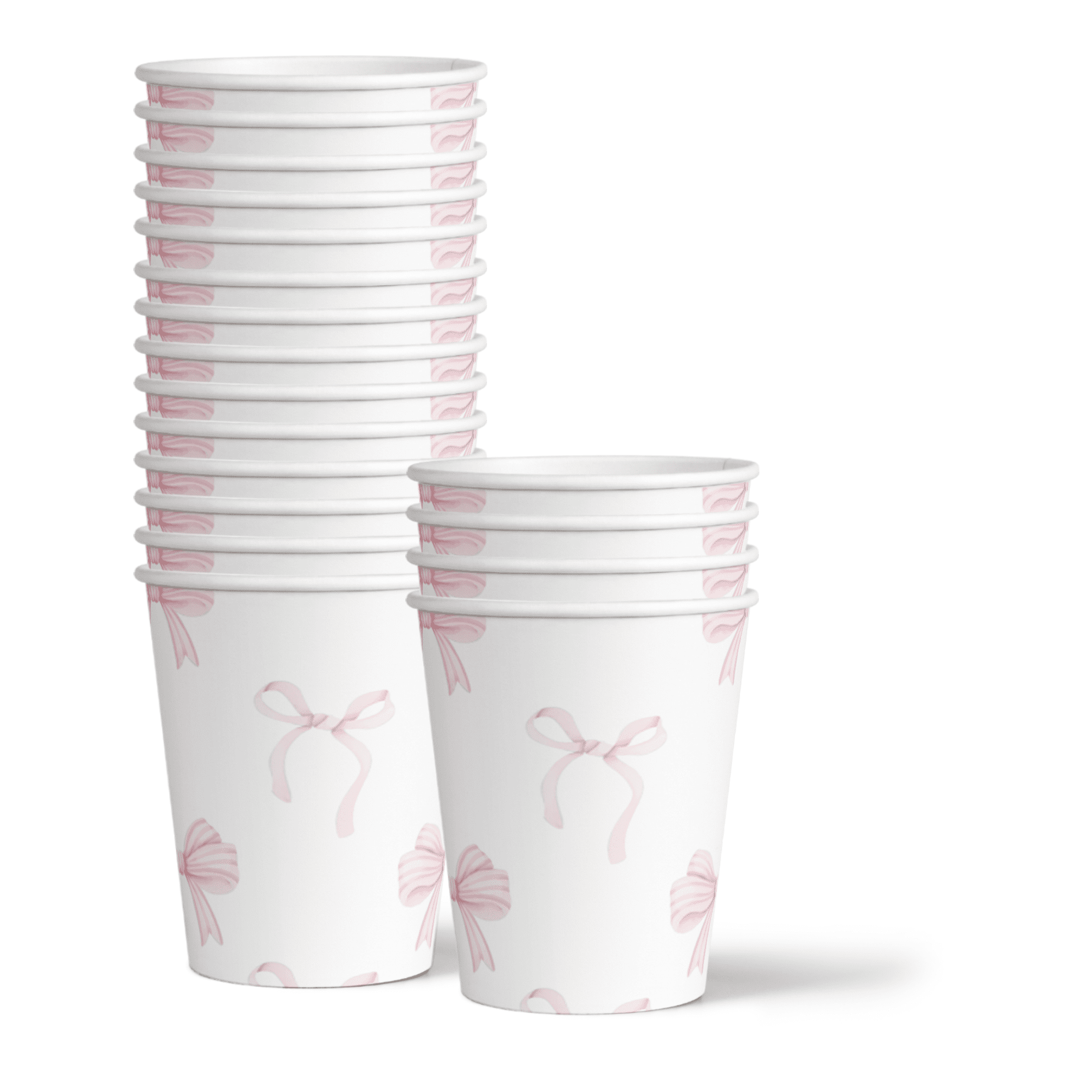 Pink Bows 1st Birthday Party Supplies - 64 Piece First Birthday Tableware Set Includes Large 9" Dinner Plates and 8" Dessert Paper Plates Napkins Cups - Kit for 16