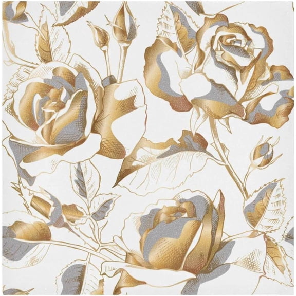Coolnut Gold Rose Cloth Napkins Set of 6,Reusable Washable Polyester Dinner Table Napkins for Kitchen,Dining,Restaurant,Party Decoration
