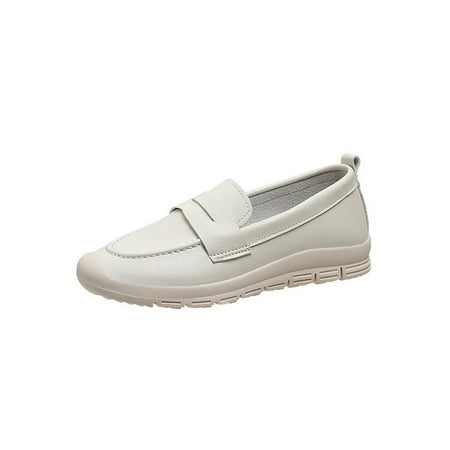 

Eloshman Women Flats Slip On Moccasins Comfort Loafers Walking Breathable Rubber Sole Driving Shoe Non-slip Casual Shoes White 6.5