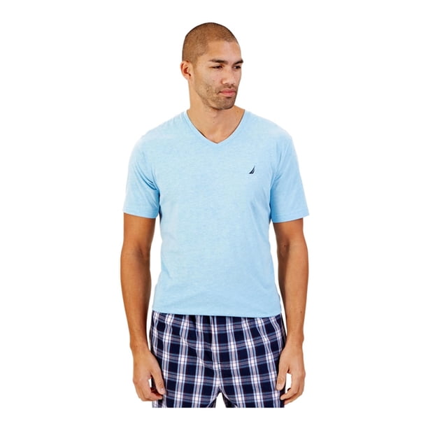 Nautica - Camiseta para dormir de pijama de punto sólido para hombre, azul, grande Nautica Camiseta de manga corta