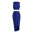 thumbnail image 4 of Wedding Dress Women's Solid Color Vest And Pleated Slit Long Dress Two Piece Casual Set, 4 of 4