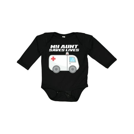 

Inktastic My Aunt Saves Lives- Ambulance Gift Baby Boy or Baby Girl Long Sleeve Bodysuit