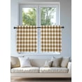 thumbnail image 4 of Brown White Plaid Tier Curtains 36 Inch Length,Sheer Curtains for Bedroom Living Room Window Watercolor Farmhouse Checkered Rod Pocket Drapes Kitchen Curtains Small Half Window 27.5"x36" 2 Panels, 4 of 6