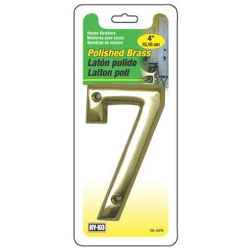 Hy-Ko Prod BR-42PB/7 Prestige Series House Address Number "7", Polished Brass, 4-In.