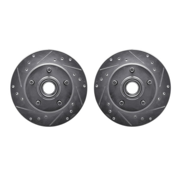 Dynamic Friction Company Front Brake Rotors-Drilled and Slotted-Silver 7002-54071