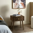 thumbnail image 3 of COSIEST Mid-Century 1-Drawer Nightstand Brown Modern MDF Bedside Table Wood Accent End Table, for Bedroom, Living Room, 3 of 7