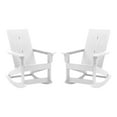 thumbnail image 2 of BizChair Modern Commercial Grade All-Weather 2-Slat Poly Resin Rocking Adirondack Chair with Rust Resistant Stainless Steel Hardware in White - Set of2, 2 of 13