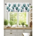 thumbnail image 2 of Curtain Valance for Windows,Watercolor Teal Green Tulip Flower on White Kitchen Valances Rod Pocket Short Curtains,Spring Floral Leaves Window Treatment Panel for Bedroom Bathroom 42x12in, 2 of 9