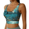 thumbnail image 2 of Rateoe Realistic Ocean Shark Print Womens' Sports Bras Scoop Neck Sports Vest- Padded U Back Seamless High Impact Support, 2 of 7
