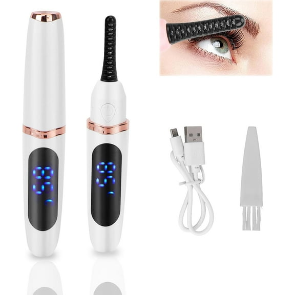 Heated Eyelash Curlers, Eye Lash Curler Heat, Electric Eyelash Curler, LED Display 3 Temp Settings USB Charge Natural Curling 24H for Women Makeup Tool Gifts