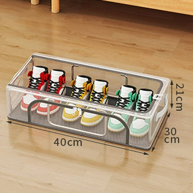 Ovzne Photo Storage Box Storage Box Pvc Shoe Storage Box Foldable Underbed Shoe Organiser Transparent Thickened Steel Frame Foldable Storage Boxes Iron Storage Box On Clearance