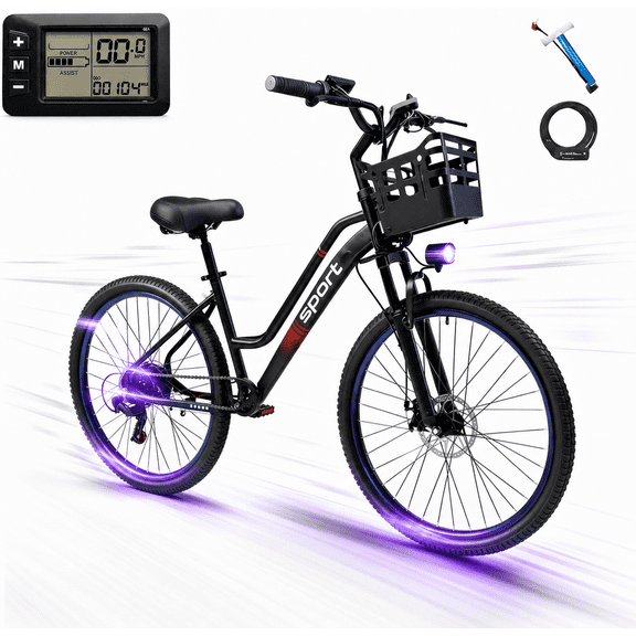 26" Electric Bike for Adults with Basket, 500W Motor, 25 MPH Speed, 35 Miles Range, 432Wh Removable Battery, UL2849 Certified, Dual Suspension Commuter Ebike
