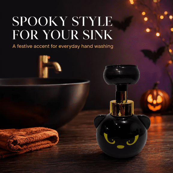 Cat Paw Foam Soap Dispenser, Cute Black Cat Refillable Foaming Hand Soap Pump for Bathroom Sink, Kitchen Counter, Vanity, Guest Washroom and Everyday Hand Washing