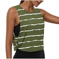 thumbnail image 2 of Womens Stripe Workout Tank Tops, Side Slit Loose Fitting Athletic Sleeveless Yoga Tank Blouse Sports Casual Green M, 2 of 8