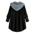 thumbnail image 3 of LOVZFMLL Jackets for Women Plus Size Button Tops Hooded Loose Cardigan Wool Coat Winter Jacket, 3 of 3