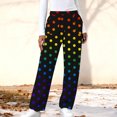 thumbnail image 2 of ClodeEU Women's Polka Dot Printed Elastic Waist Plush Pant,Wide Leg Pants With Side Pockets Black,Womens Plus S, 2 of 6