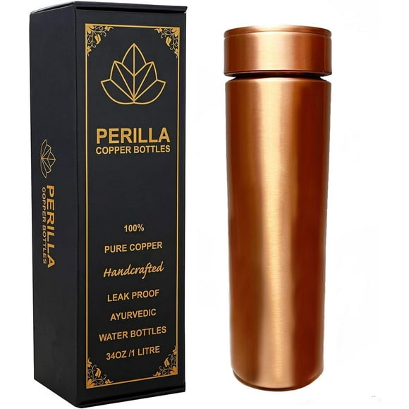 UTAH-Pure Copper Water Bottle 34 Oz Leak Proof 100% Pure - Ayurvedic Copper Vessel - Drink More Water And Enjoy The Health Benefits Immediately - For Gym, Yoga Bottle (Modern Plain)