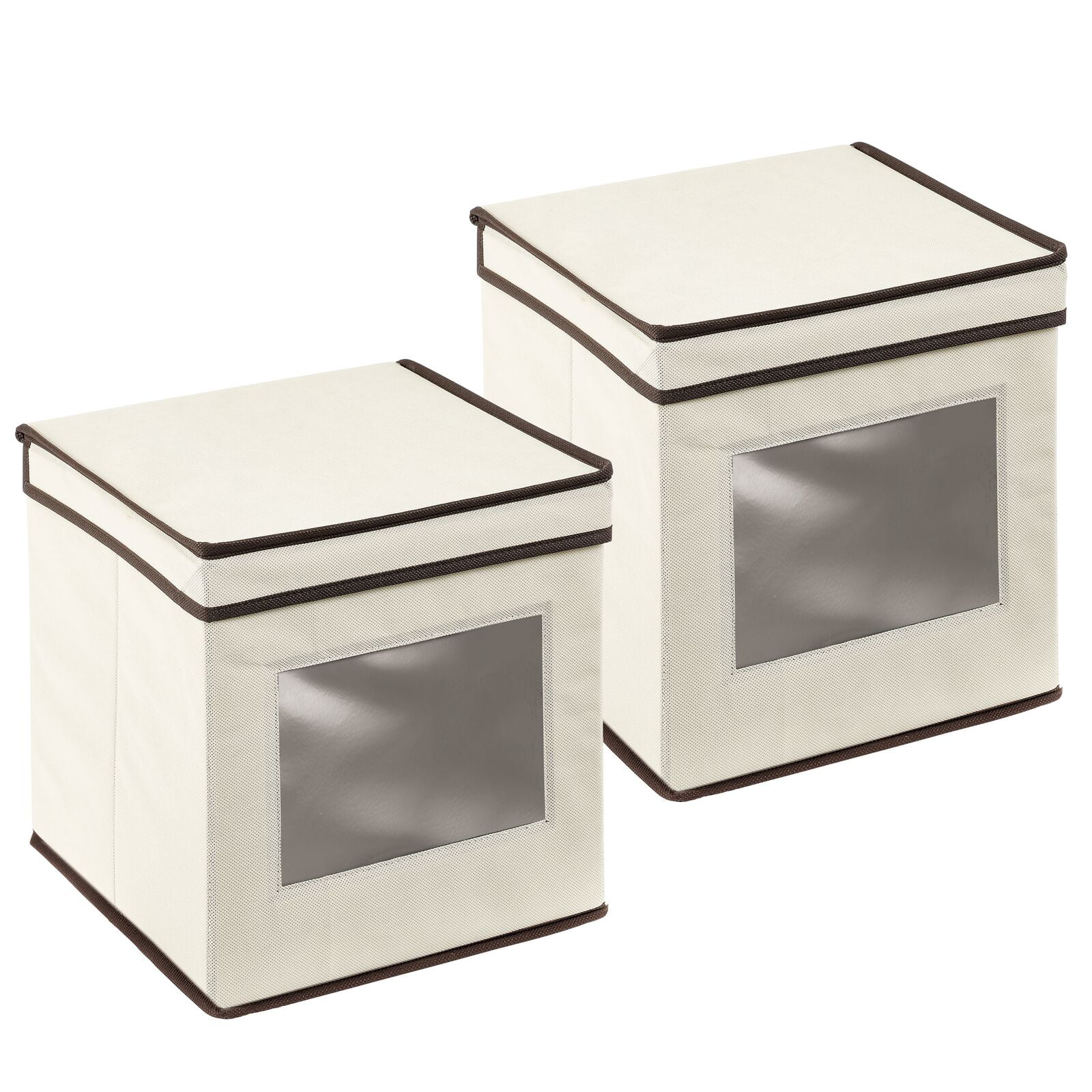 mDesign Fabric Closet Storage Organizer Box 2 Pack Medium Espresso/Brown 