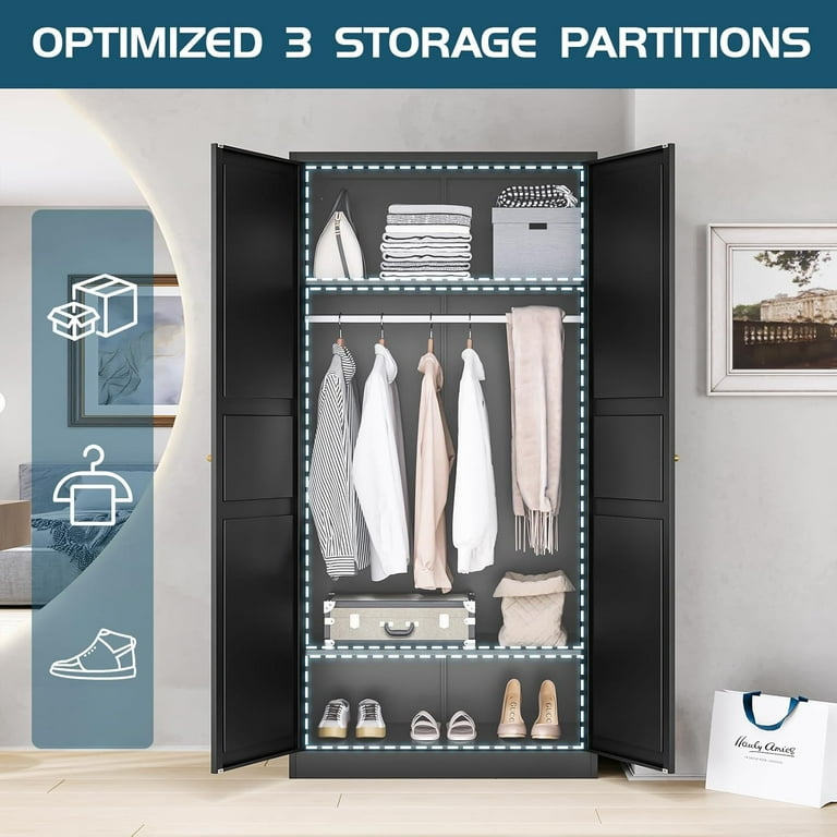 miiico★ MIIIKO Wardrobe Closet with 2 Doors, 72