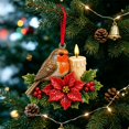 thumbnail image 6 of Christmas Bird Acrylic Ornament 3.9 Inch Poinsettia Candle Hanging Tree Decor Design B, 6 of 8