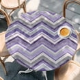 thumbnail image 3 of Northern Europe Round Fitted Table Cover Purple Geometric Wave Stripes Waterproof Table Cloth with Elastic Edge Wipeable Tablecloth for Picnic Camping Party Fits 55"-60" Diameter, 3 of 8
