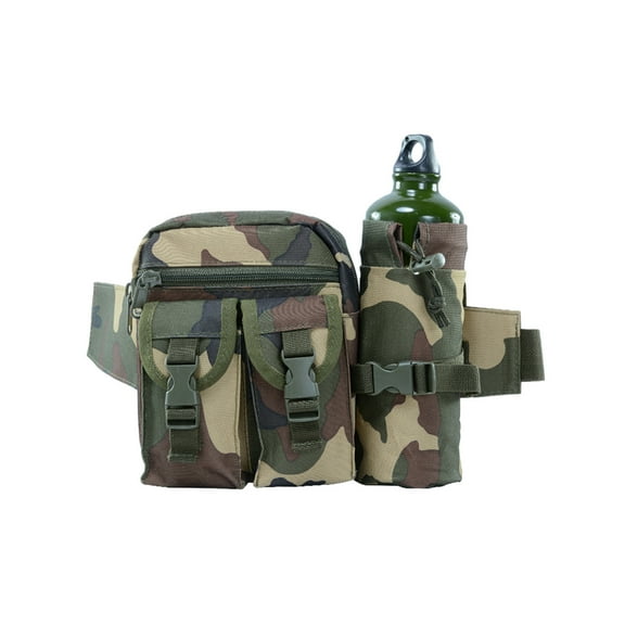 ESULOMP Multi Functional Waist Pack Single Shoulder Hip Belt Bag Packs Water Resitive Waist Bag Pouch Hiking Climbing Outdoor Bumbag with Water Bottle Pocket Camouflage