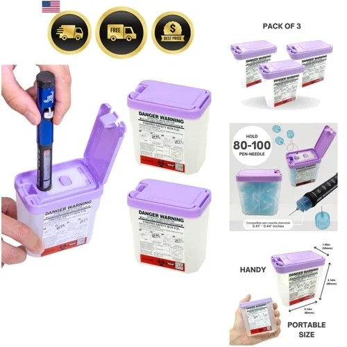 0.2L Size Portable Pen-Needle Disposal Container [Pack of 3] Diabetes Care 0....