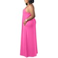 thumbnail image 2 of UKAP Ladies Maxi Dress Sleeveless Plus Size Plain Solid Color Sling Oversized Beach Sundress Pink 2XL, 2 of 3