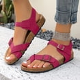 thumbnail image 2 of Pandaie Women's Thong Slide Sandals Cork Footbed Open Toe Summer Flip Flops Comfortable Slip on Slides Sandal with Ankle Buckles Strap Red 9, 2 of 9