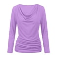 thumbnail image 5 of Lenpel Womens Long Sleeve Tops Cowl Neck Casual Solid Color Shirts Stretch Comfy Soft Fashion Ruched Blouses Fall Outfits, 5 of 7