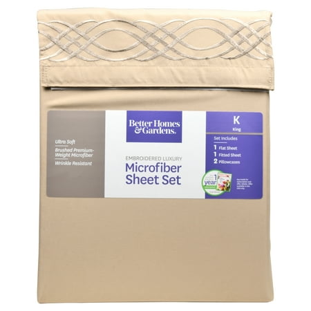 Luxury Microfiber Embroidered Sheet Set King By Better Homes