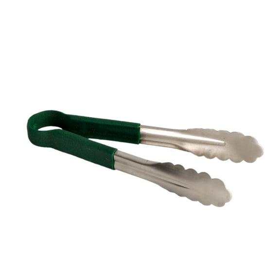 Excellante 10" stainless steel tong, green (1 millimeter), comes in each