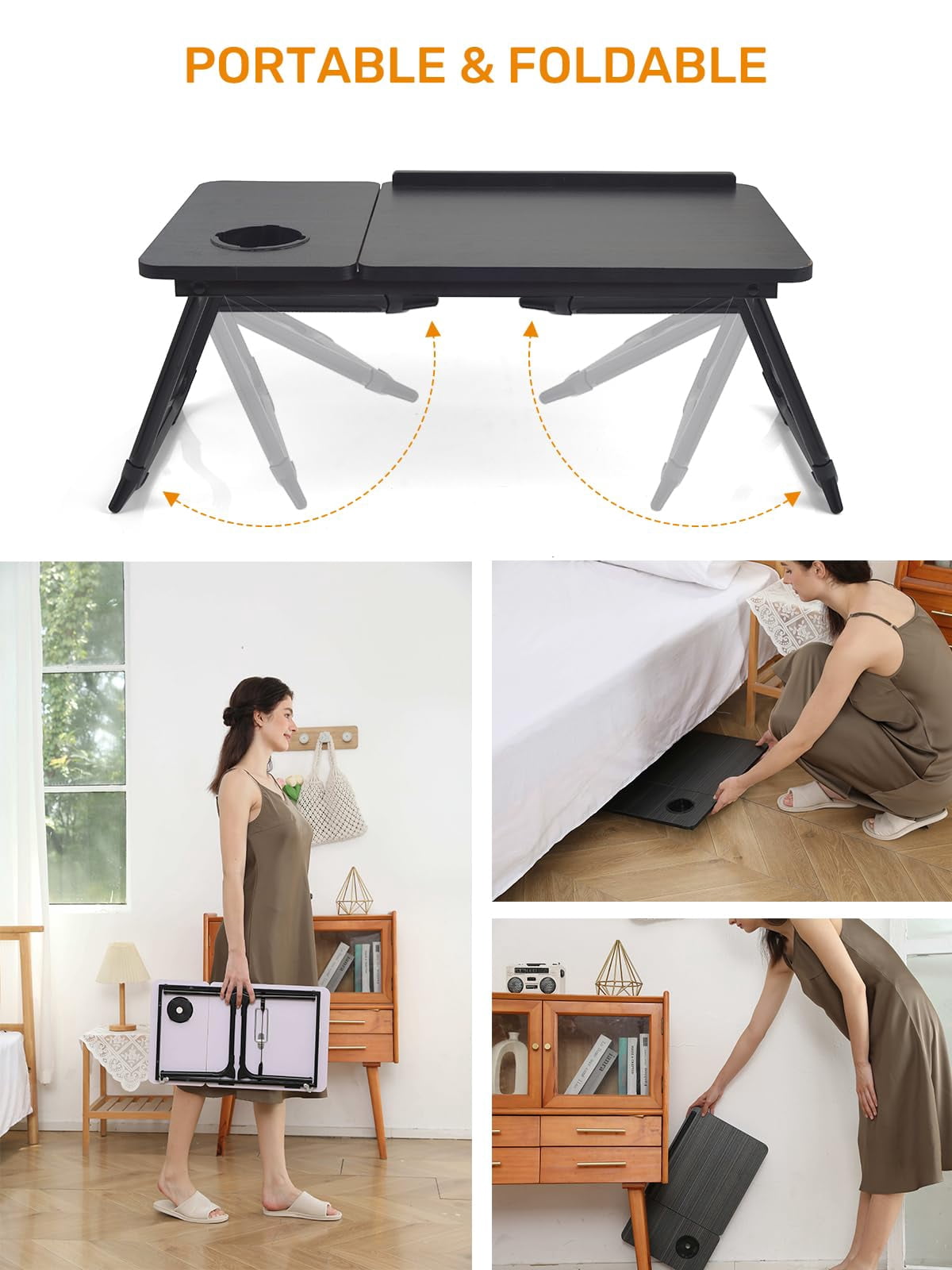 Lap Desk For Couch/sofa/floor  5-angle Adjustable Bed With Foldable &cup Holder Light Weight Tray Table Writing/eating/reading Portable Laptop Stand Adults