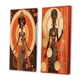 thumbnail image 3 of Designart "Retro Graphic African Goddess in Earth Tones IV" African American Woman Wall Art Set Of 2 - Glam Brown Canvas Set For Living Room Decor, 3 of 6