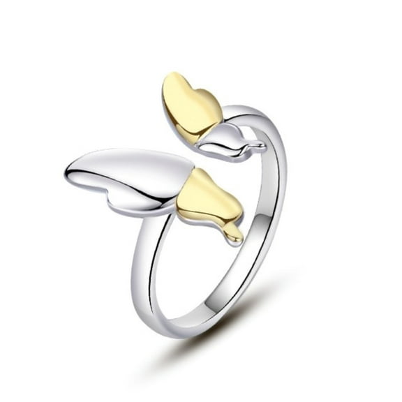 Bellitia Jewelry 925 Sterling Silver Adjustable Open Butterfly Women Rings Gifts, Personality Cold Wind Ring For Women Birthday Gift Creative Style