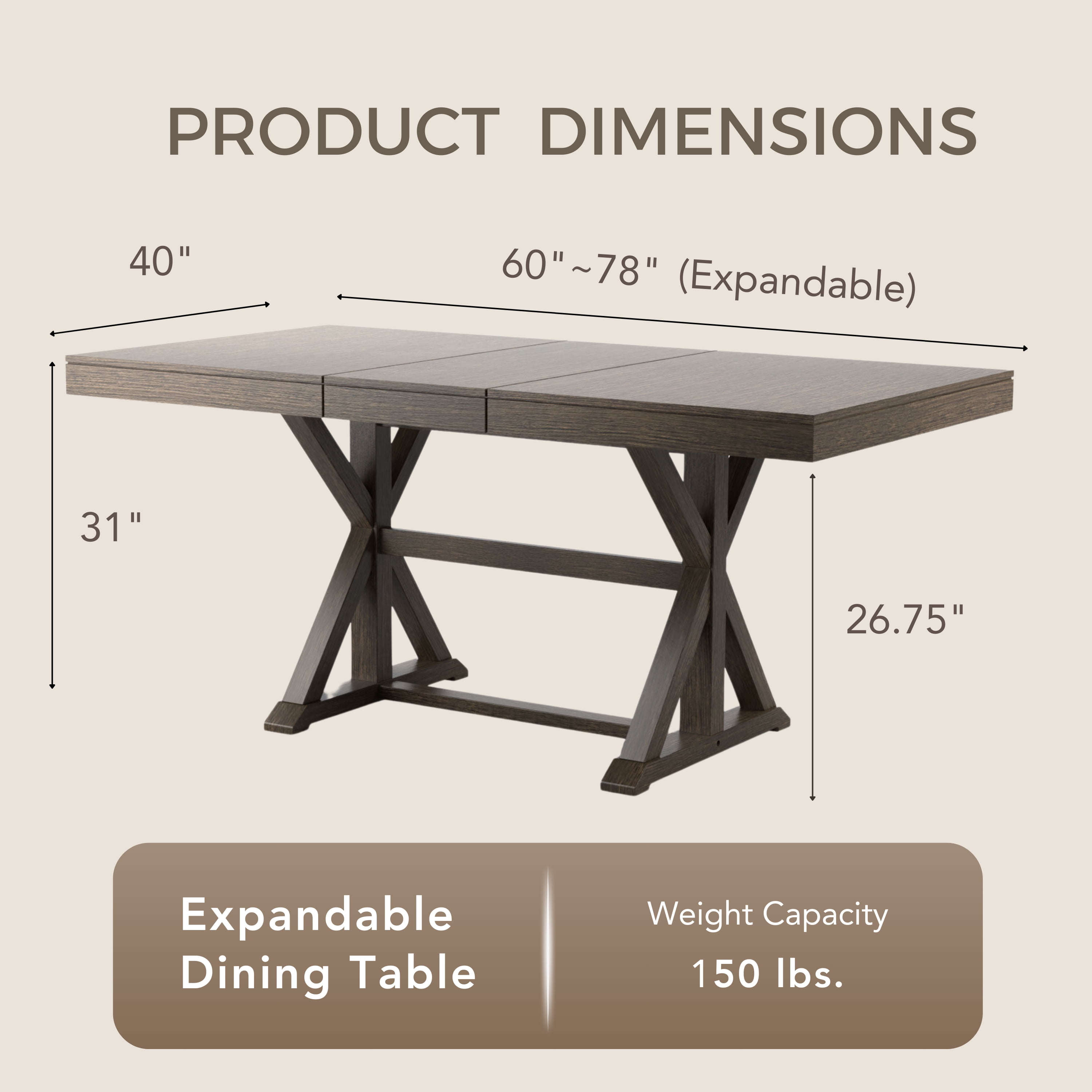 FOA Peter 78 in. Rectangular Wood Dining Table in Gray Finish, Seats up to 8
