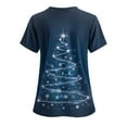 thumbnail image 4 of Feancey Nursing Scrubs Printed Tops for Women Christmas Scrub Shirts Novelty Xmas Tree Graphic Tunic Blouse Stretchy V-Neck Short Sleeve Nurse Uniforms Multicolor M, 4 of 4