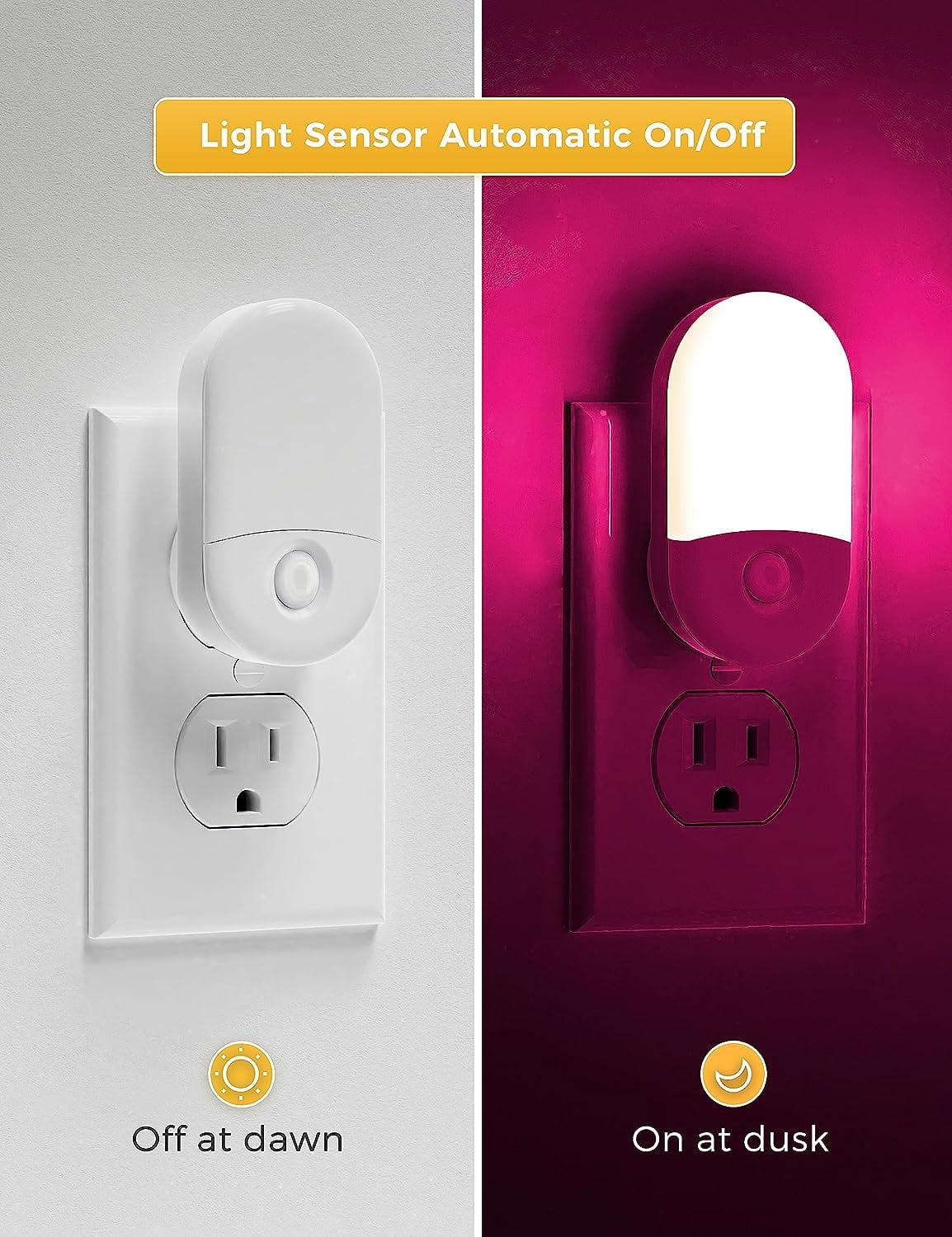 Night Light for Kids [2 Pack], 8-Color Changing Night Lights Plug into Wall, RGB LED Nightlights, Nightlight with Light Sensor, Cute Night Light for Bathroom Decor, Children Room,Gift