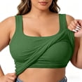 thumbnail image 2 of TARIENDY Plus Size Tank Tops for Women with Padded Lined U Neck Ribbed Basic Tanks Wide Straps Sleeveless Shirts with Built in Bra Green XXXXXL, 2 of 9