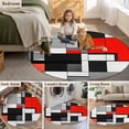 thumbnail image 6 of 6ft Washable Round Rug, Abstract Non-Slip Circle Area Rug for Living Room Bedroom, Medieval Red Black Geometrical Indoor Floor Mat for Home Decor, 6 of 9