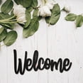 thumbnail image 5 of Welcome Wood Wall Sign Wooden Art Letter Wall Decor Display Laser Cut Wooden DIY Crafts Unfinished for Home Door Decoration Black 11.9x5.1 Inch, 5 of 7