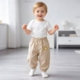 thumbnail image 5 of Toddler 18-24 Months Boys Cargo Joggers Pants Drawstring Jogging Pants Elastic Waist Trousers 6-12 Months 12-24 Months 2T 3T 4T 5T 6T 7T 8T 9T Children Beige School Uniform Pants, 5 of 8