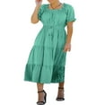 thumbnail image 2 of AMERTEER Femmes Été Boho Robes Casual Manches Courtes Floral Cravate Ceinture Robe Noire S, 2 of 8
