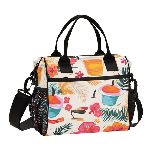 Birds Floral Flowers Leaves Drink Cooler Bag Lunch Bag Soft Cooler Cooling Tote Insulated Lunch Box for Adult Men Women