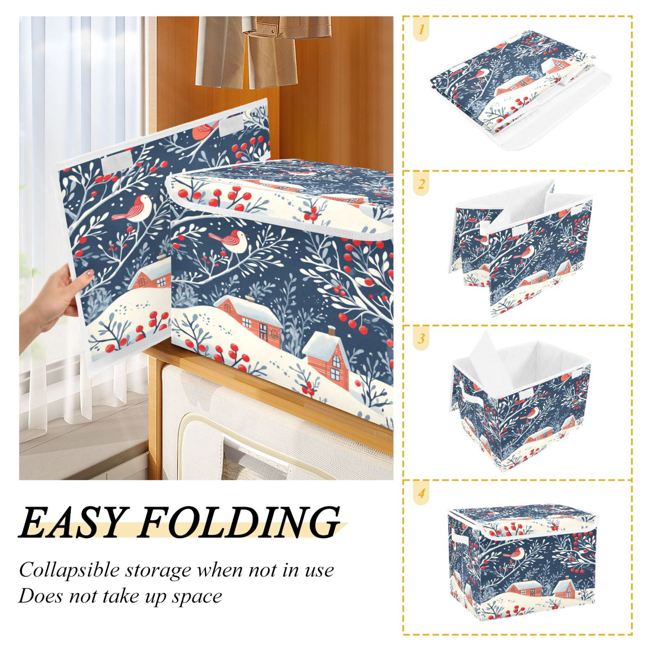 Storage Box With Lid 16.5x12.6x11.8In Foldable Stacked Household Storage Box Christmas House Pictures