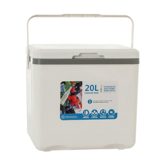Wswqop Cooler Box Ice Chest Small Cold Storage Portable with Heavy Duty Handle Personal White