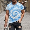 thumbnail image 2 of VSSSJ Mens Big and Tall T Shirts Tie Dye Print Summer Short Sleeve Hipster Shirts Muscle Fit Crew Neck Gym Fitness Workout Tees Tops Blue L, 2 of 5