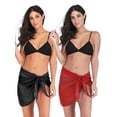 thumbnail image 2 of LELINTA 2 Pieces Women Short Sarongs Beach Wrap Sheer Bikini Wraps Chiffon Cover Ups for Swimwear, 2 of 7