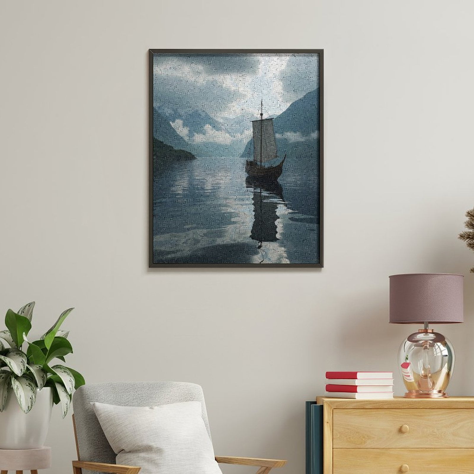 Paint by Numbers Kit for Adults, Viking Ship Tranquil Fjord Reflection Paint by Numbers, Easy Paint by Numbers Kit for Adults Beginner, DIY Adult Paint by Number Kits on Canvas, Home Decor